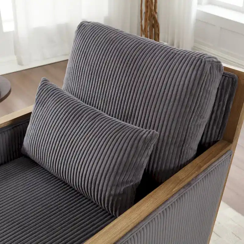 Modern 26.77 Upholstered 360 Swivel Barrel Chair with Sturdy Hardwood Frame for Living Room