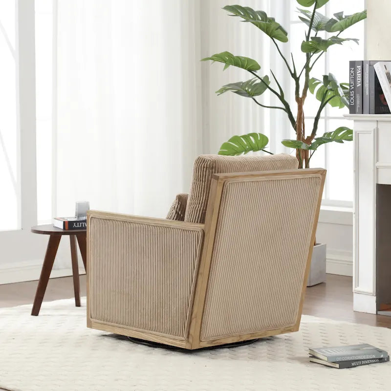 Modern 26.77 Upholstered 360 Swivel Barrel Chair with Sturdy Hardwood Frame for Living Room
