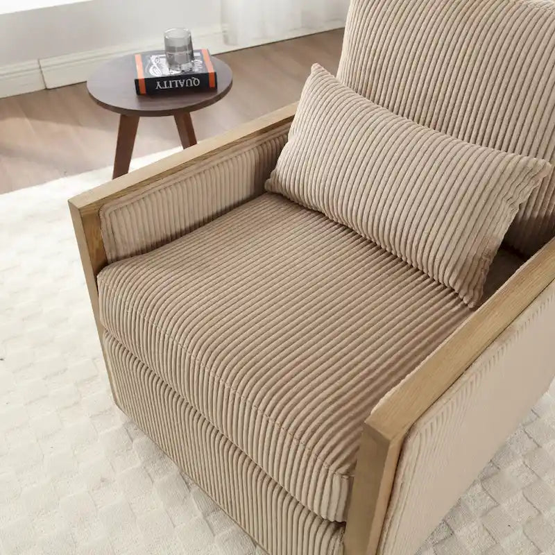 Modern 26.77 Upholstered 360 Swivel Barrel Chair with Sturdy Hardwood Frame for Living Room