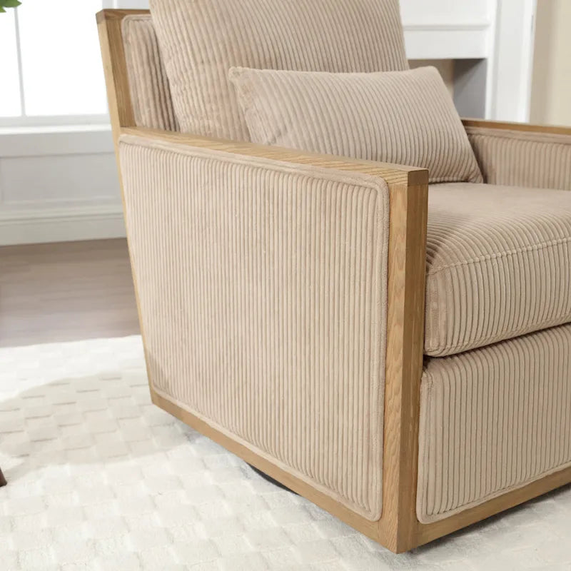 Modern 26.77 Upholstered 360 Swivel Barrel Chair with Sturdy Hardwood Frame for Living Room