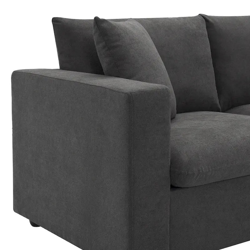 100.4 L-Shaped Polyester Sectional Sofa with 4-Seat Convertible Couch and Ottoman & Pocket Spring Cushions (300lb Capacity)