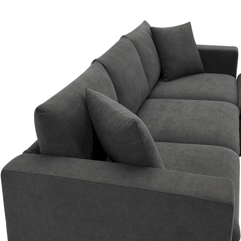 100.4 L-Shaped Polyester Sectional Sofa with 4-Seat Convertible Couch and Ottoman & Pocket Spring Cushions (300lb Capacity)