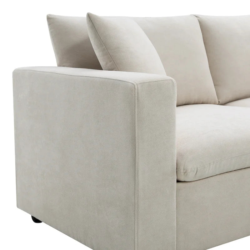 100.4 L-Shaped Polyester Sectional Sofa with 4-Seat Convertible Couch and Ottoman & Pocket Spring Cushions (300lb Capacity)