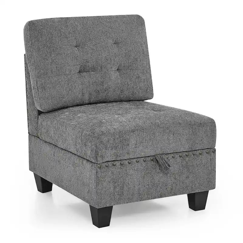 Grey 116 L-Shaped 6-Seat Sofa with Chairs and Storage