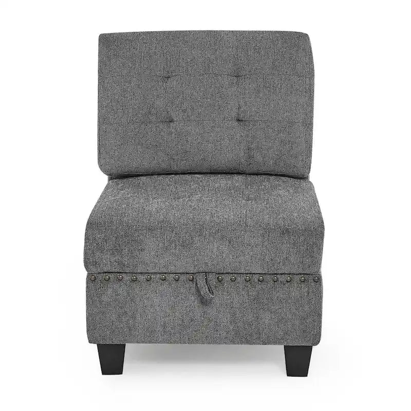 Grey 116 L-Shaped 6-Seat Sofa with Chairs and Storage
