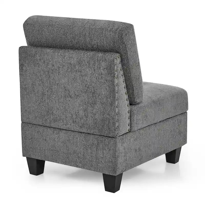 Grey 116 L-Shaped 6-Seat Sofa with Chairs and Storage