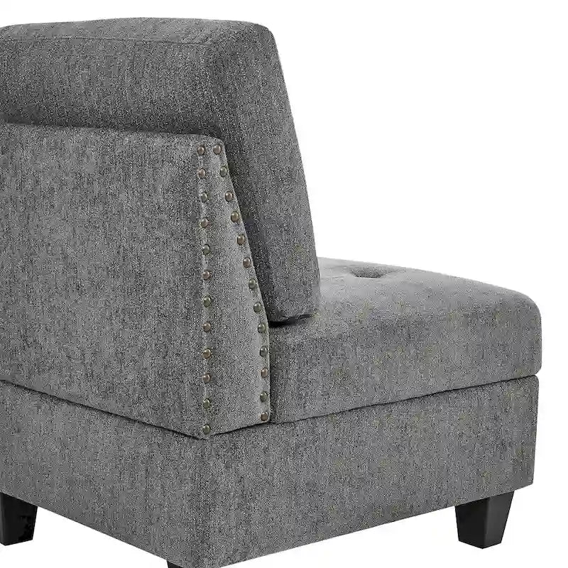 Grey 116 L-Shaped 6-Seat Sofa with Chairs and Storage