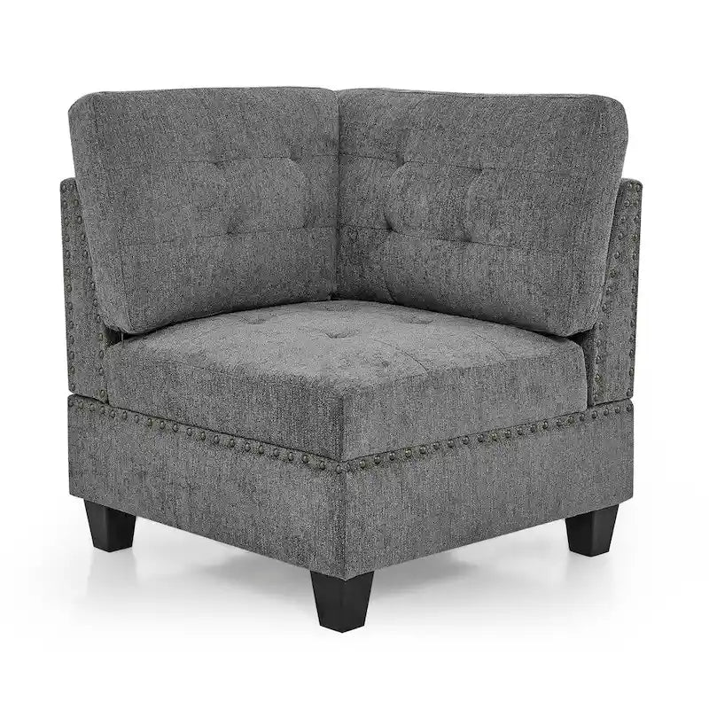 Grey 116 L-Shaped 6-Seat Sofa with Chairs and Storage