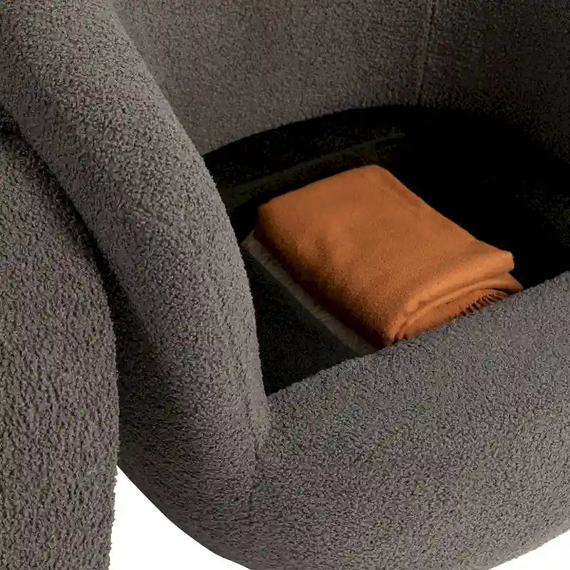Grey 37.2 Swivel Barrel Chair with Storage
