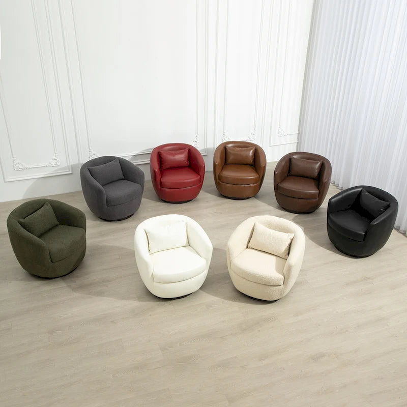 Grey 37.2 Swivel Barrel Chair with Storage