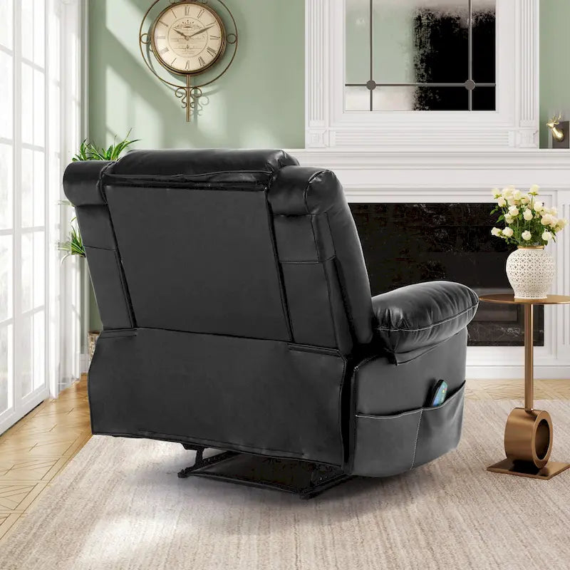 Brown Manual Leather Massage Recliner with 8-Point Vibration, Lumbar Heating, and Multi-Reclining Options