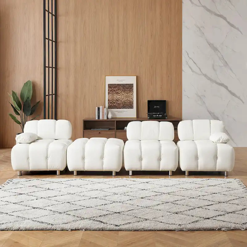 90.6 Foldable 3 Seater Sofa with Chaise, Waterproof, Stain-Resistant, and Cat Scratch-Proof