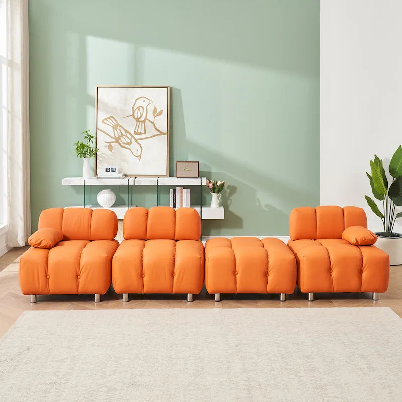 90.6 Foldable 3 Seater Sofa with Chaise, Waterproof, Stain-Resistant, and Cat Scratch-Proof