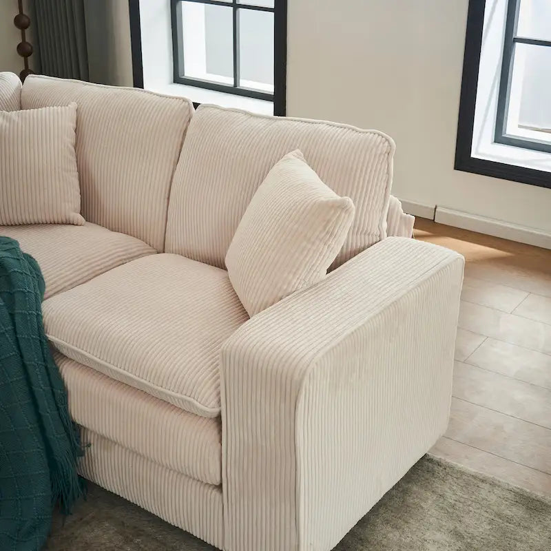 White 118.1 Luxurious U-Shaped 6-Seater Sofa