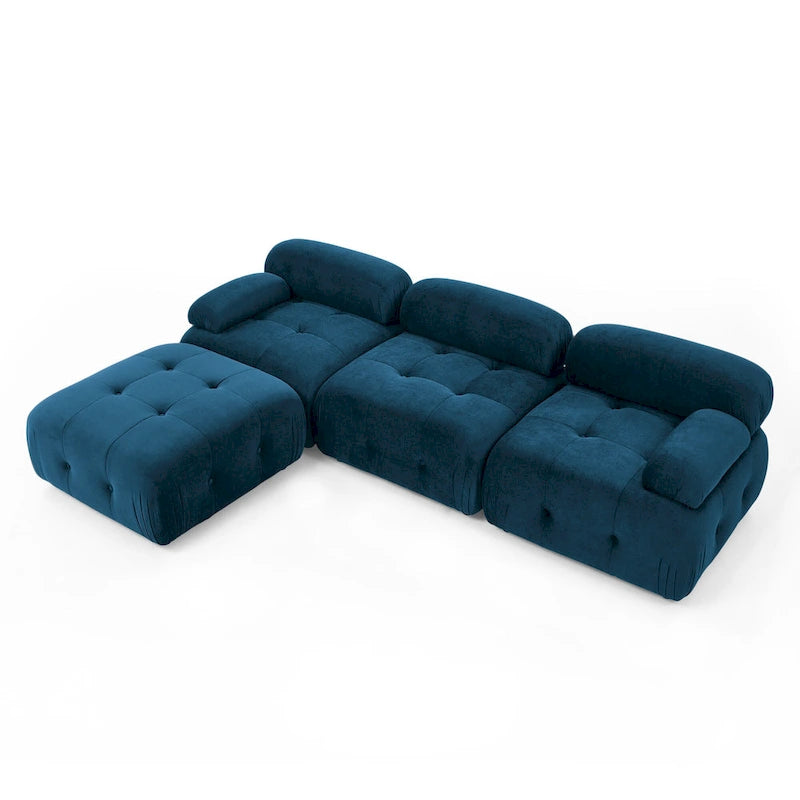 Blue 93 Modular L-Shaped 4-Seat Sectional Sofa with Reversible Ottoman