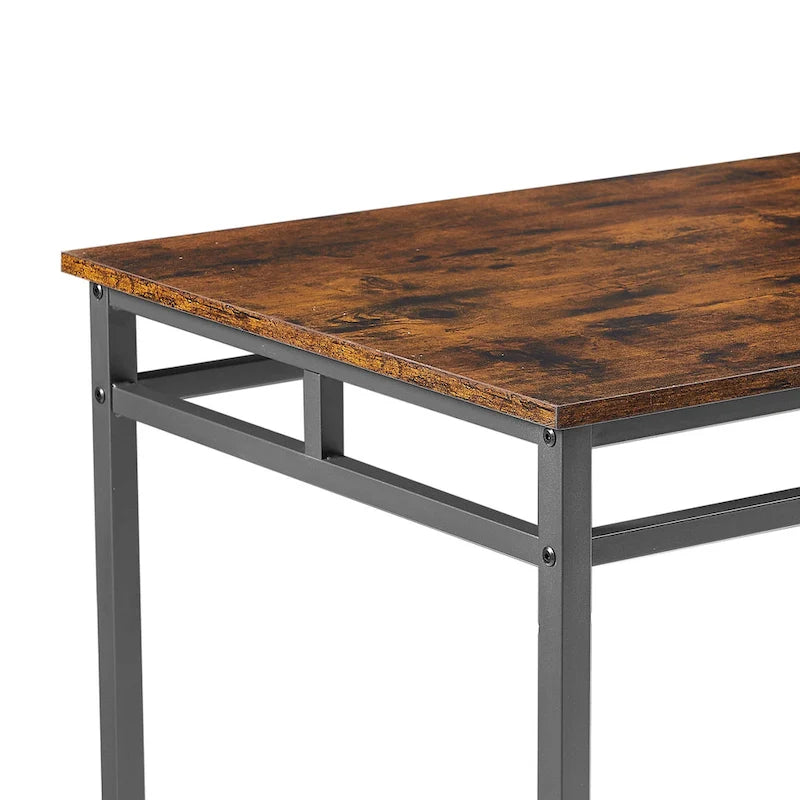 Rustic Style 5-Piece Dining Set with Rectangular Table and 4 High Stools Dining Chairs