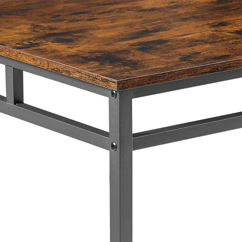 Rustic Style 5-Piece Dining Set with Rectangular Table and 4 High Stools Dining Chairs