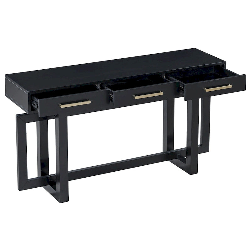 57 Modern Console Table with Three Drawers and Unique Leg Design for Entryway, Hallway, Living Room