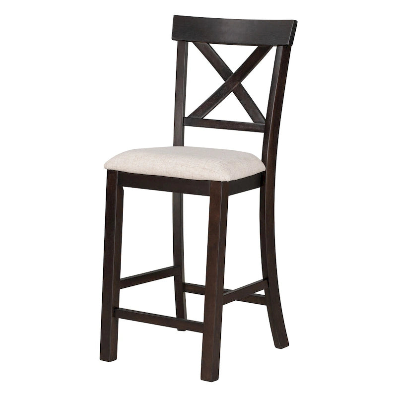 Vintage 6-Piece Counter Height Wooden Dining Table Set with 4 Chairs