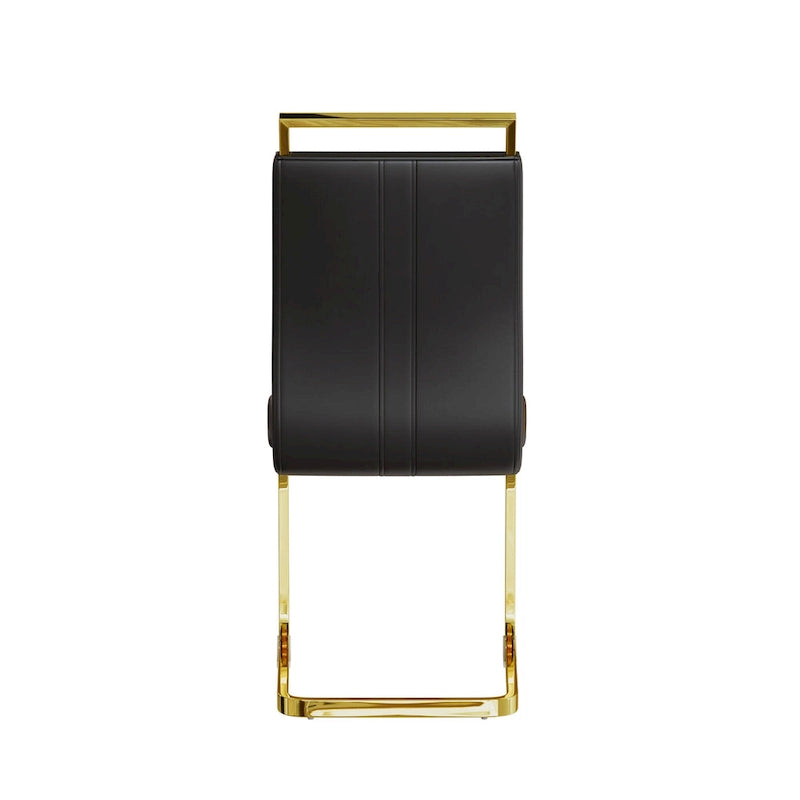 Modern Style 5-Piece Dining Set with Rectangular Tempered Glass Table and High Back Golden Plating Legs Dining Armless Chairs