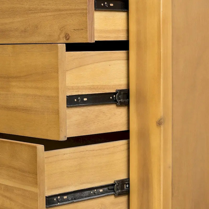 5-Drawer Solid Wood Vertical Chest with Metal Handle for Bedroom, Living Room