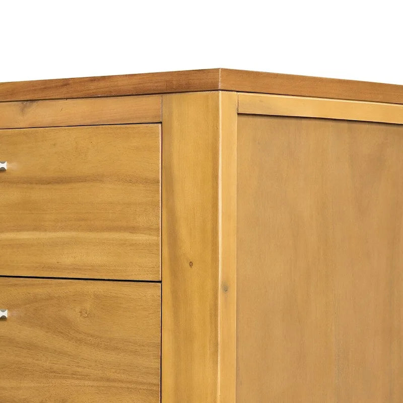 5-Drawer Solid Wood Vertical Chest with Metal Handle for Bedroom, Living Room