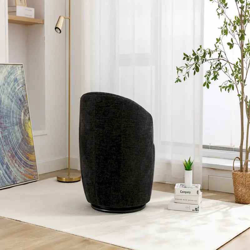 Chenille Fabric Swivel Accent Armchair