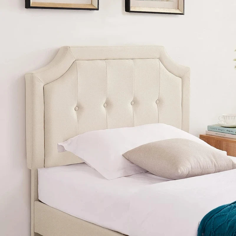VECELO Upholstered Platform Bed Frame with Adjustable Headboard
