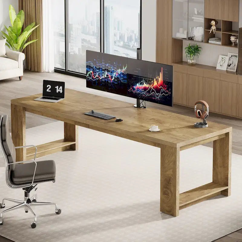 2 Person Desk, 86 Extra Long Desk, Double Computer Desk Workstation
