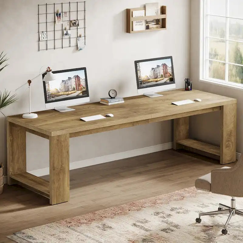 2 Person Desk, 86 Extra Long Desk, Double Computer Desk Workstation
