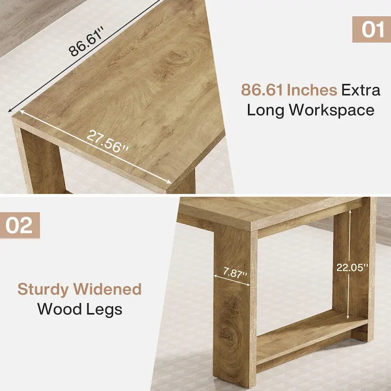 2 Person Desk, 86 Extra Long Desk, Double Computer Desk Workstation