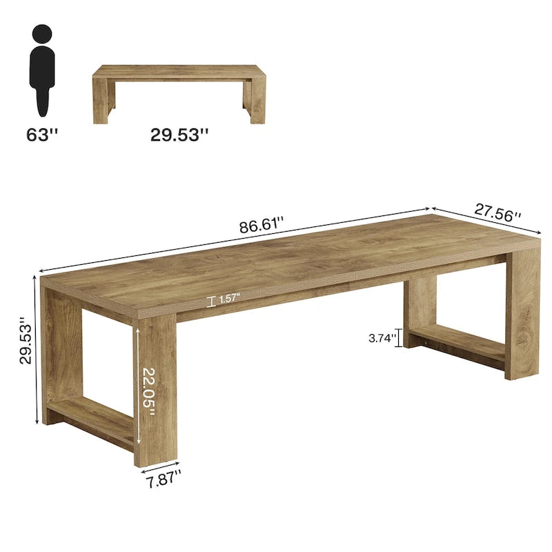 2 Person Desk, 86 Extra Long Desk, Double Computer Desk Workstation