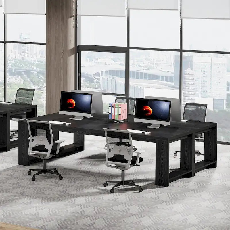 2 Person Desk, 86 Extra Long Desk, Double Computer Desk Workstation