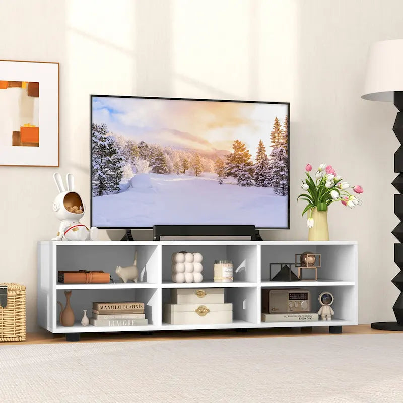 Gymax TV Cabinet for 50-Inch TV 42 TV Stand w/ 3 Adjustable Shelves