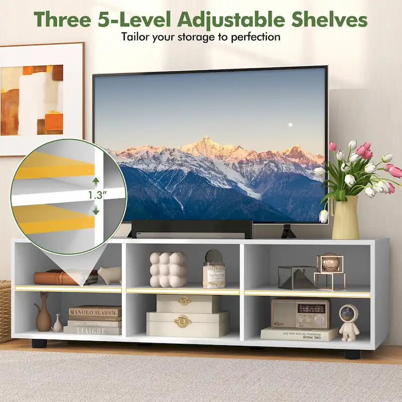 Gymax TV Cabinet for 50-Inch TV 42 TV Stand w/ 3 Adjustable Shelves
