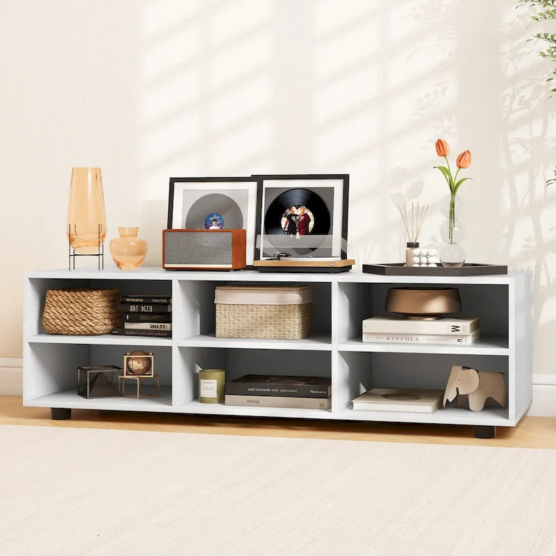 Gymax TV Cabinet for 50-Inch TV 42 TV Stand w/ 3 Adjustable Shelves