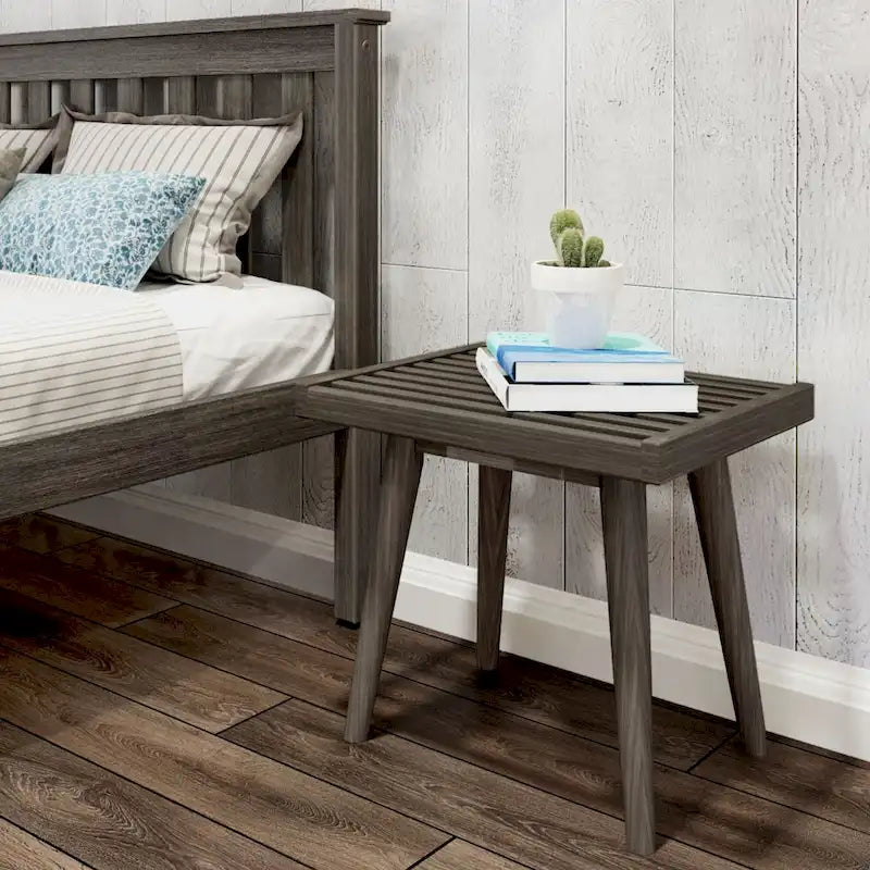 Plank and Beam Mid Century Modern Wood Square Bench