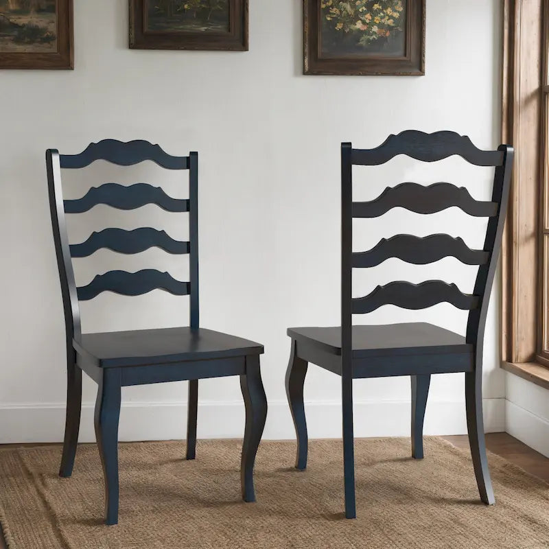 Ronda French Ladder Back Wood Dining Chairs (Set of 2)