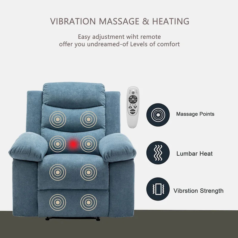 Power Recliner Chair with Adjustable Massage Function, Recliner Chair with Heating System for Living Room