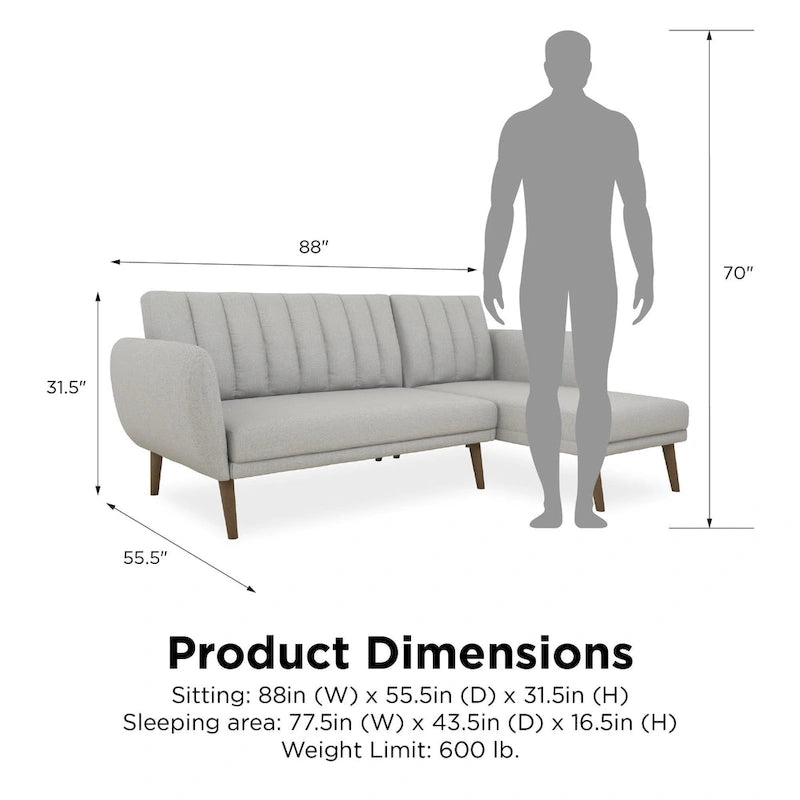 The Novogratz Brittany Sectional Futon Sofa