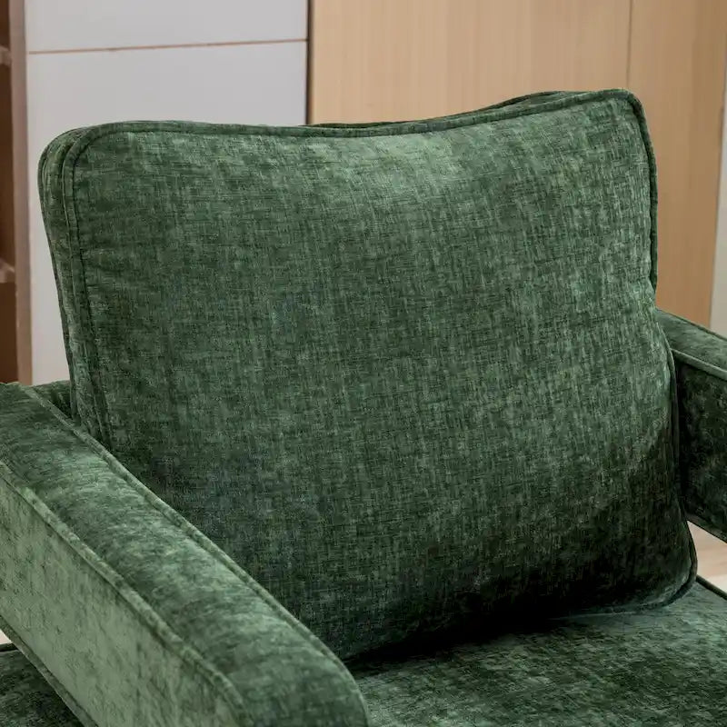 Modern Upholstered Swivel Open-Back Barrel Chair With Pillow