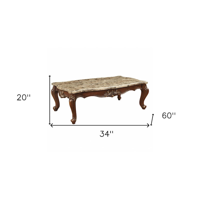 HomeRoots 34 Genuine Marble Free Form Coffee Table - 34