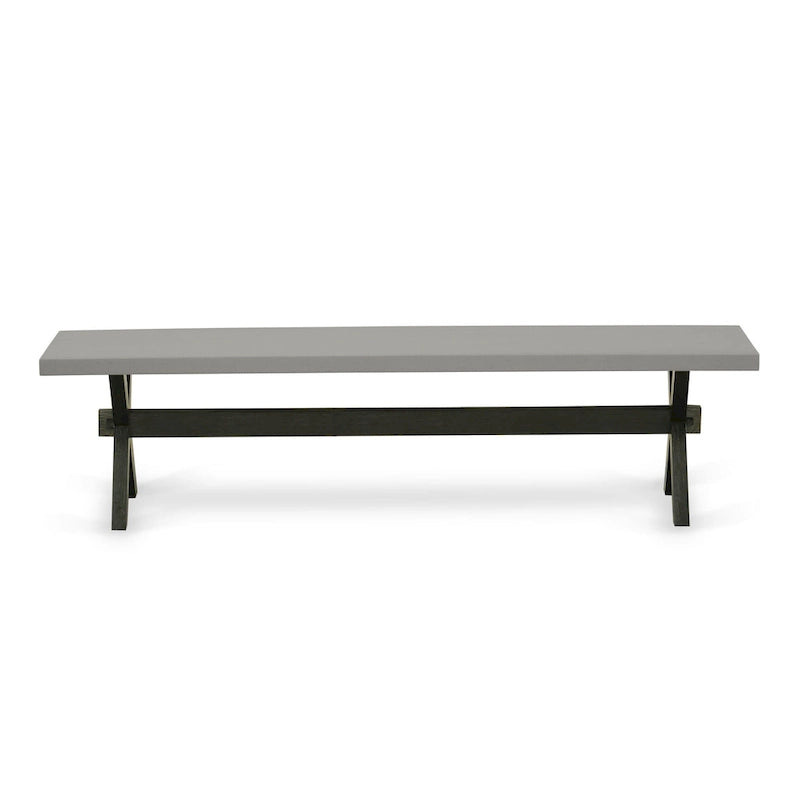 East West Furniture Dining Set- a Dining Table and Black Pu Leather Parson Chairs, Wire brushed Black.(Pieces Options)