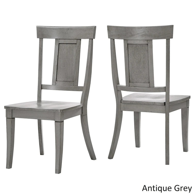 Eleanor Antique Grey Round Top Solid Wood Dining Set - Panel Back by iNSPIRE Q Classic