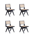 Manhattan Comfort Hamlet Dining Chair in Black and Natural Cane - Set of 2