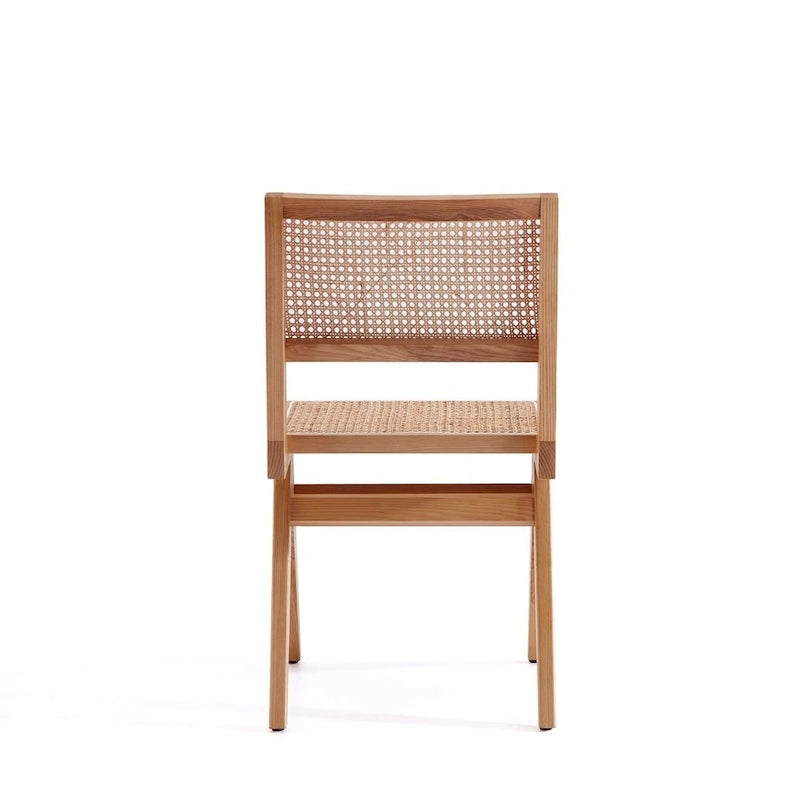 Manhattan Comfort Hamlet Dining Chair in Black and Natural Cane - Set of 2