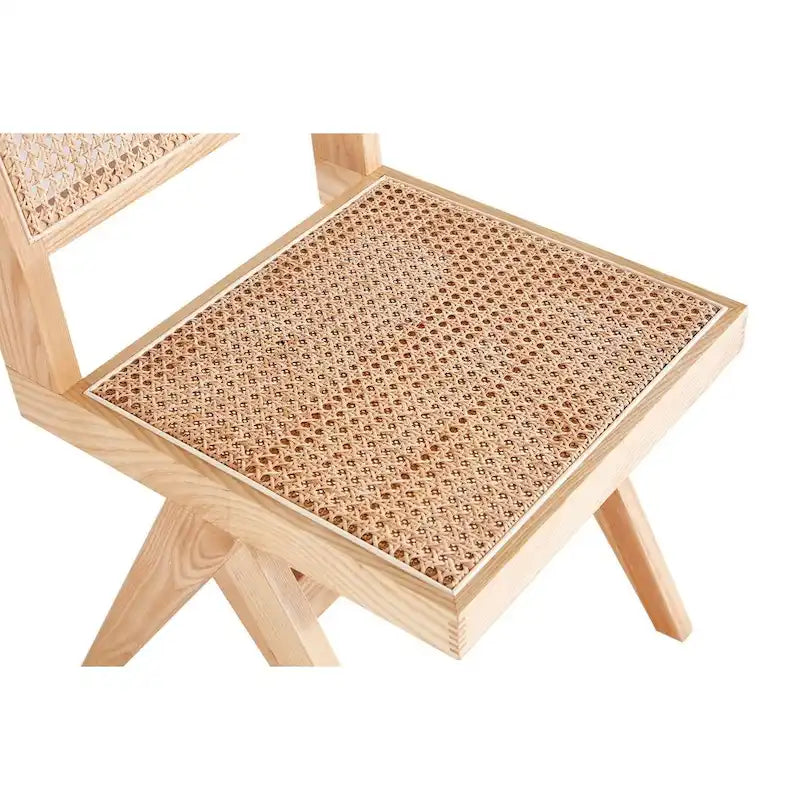 Manhattan Comfort Hamlet Dining Chair in Black and Natural Cane - Set of 2
