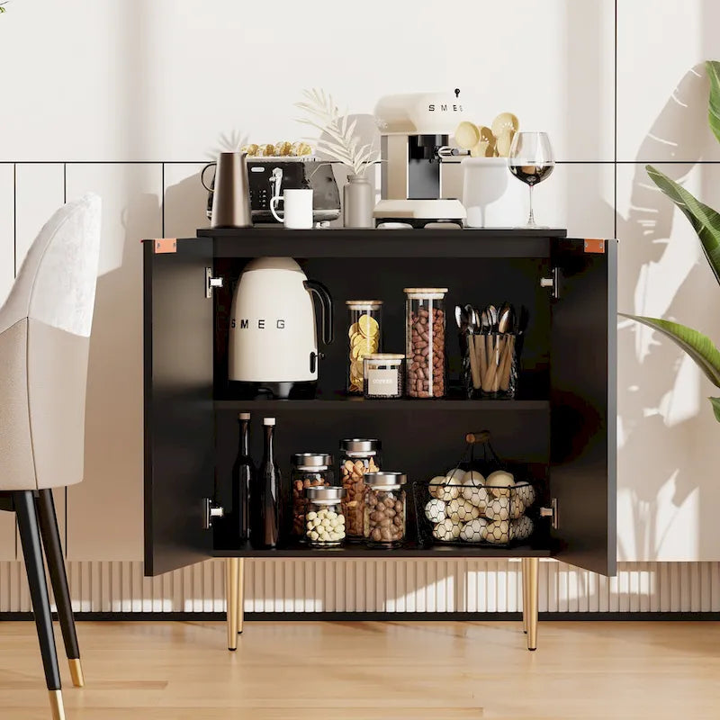 SICOTAS Sideboard Buffet Storage Cabinet with Adjustable Shelves - N/A