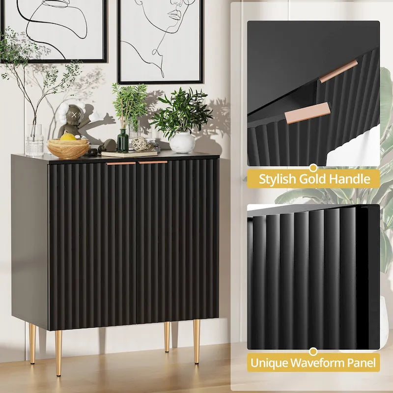 SICOTAS Sideboard Buffet Storage Cabinet with Adjustable Shelves - N/A
