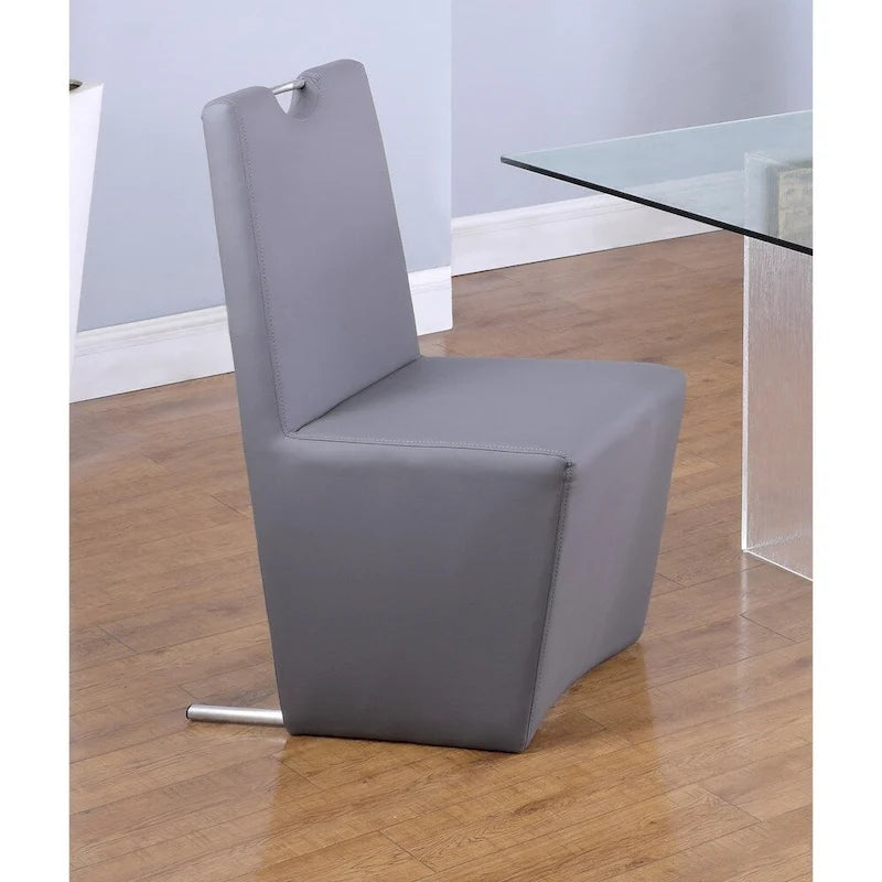 Somette Valor 5-Piece Surfboard Glass Dining Set with Grey Fully Upholstered Chairs